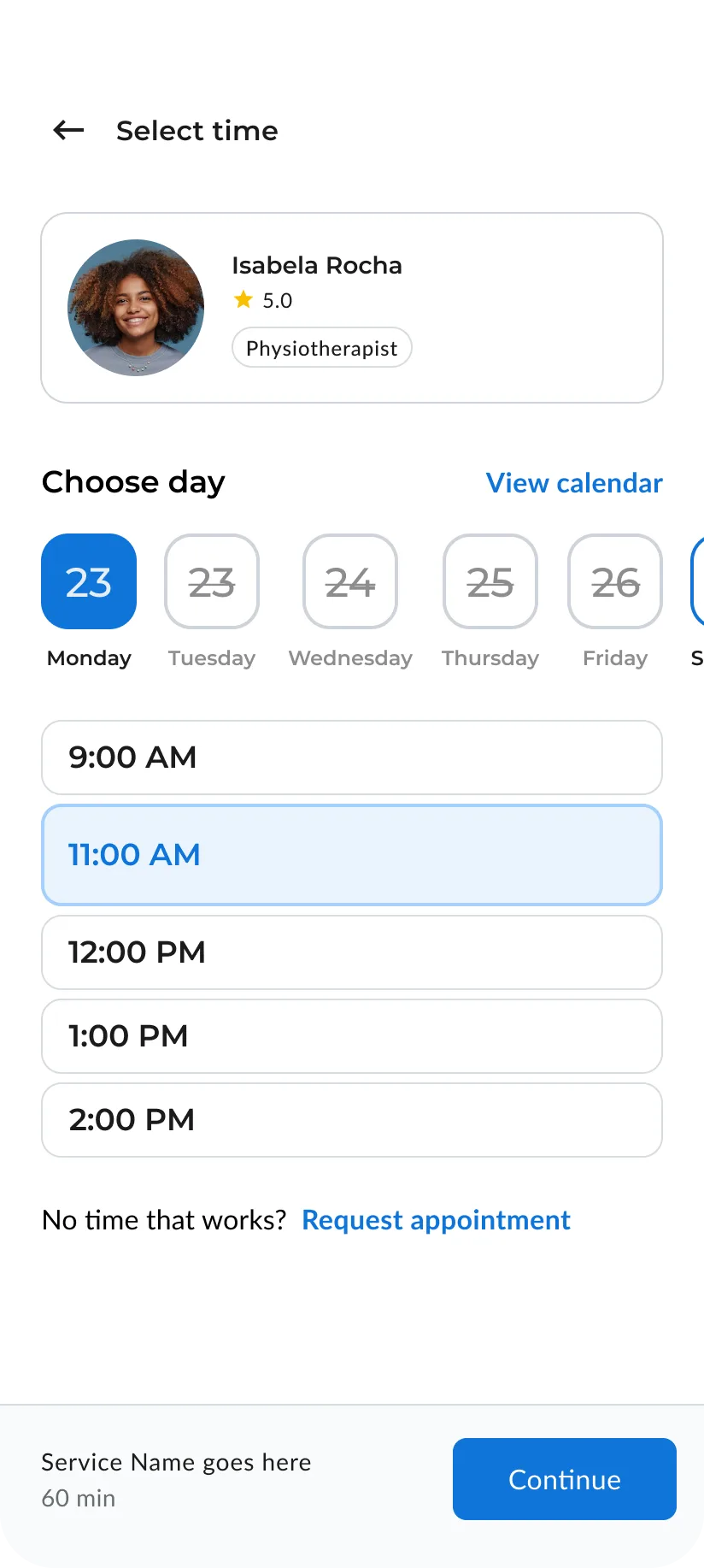CareChain app screen showing booking flow